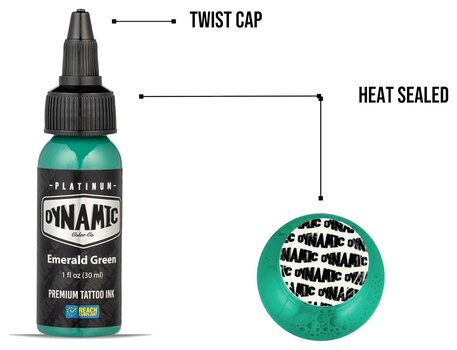 Farby do tatuażu (zatwierdzone w UE) Dynamic Color Platinum Tusz do tatuażu 30 ml Emerald Green - 4