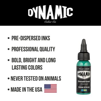 Farby do tatuażu (zatwierdzone w UE) Dynamic Color Platinum Tusz do tatuażu 30 ml Emerald Green - 5
