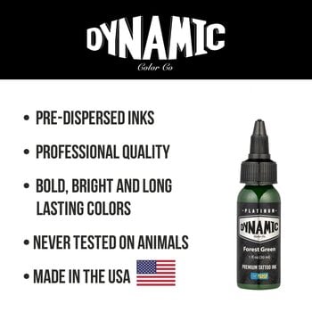 Farby do tatuażu (zatwierdzone w UE) Dynamic Color Platinum Tusz do tatuażu 30 ml Forest Green - 5