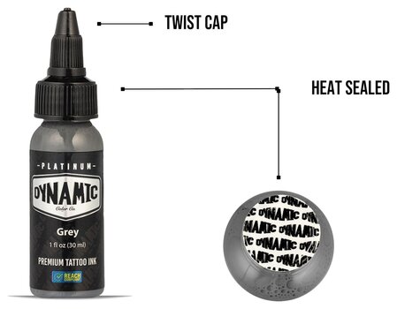 Farby do tatuażu (zatwierdzone w UE) Dynamic Color Platinum Tusz do tatuażu 30 ml Grey - 4