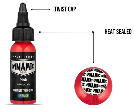 Farby do tatuażu (zatwierdzone w UE) Dynamic Color Platinum Tusz do tatuażu 30 ml Pink - 4