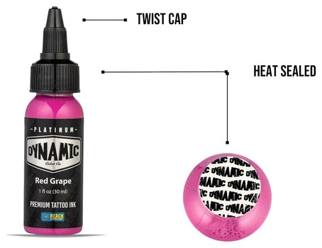 Farby do tatuażu (zatwierdzone w UE) Dynamic Color Platinum Tusz do tatuażu 30 ml Red Grape - 4