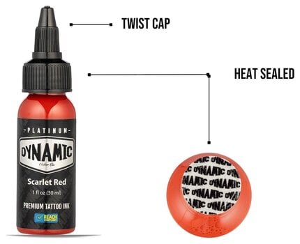Farby do tatuażu (zatwierdzone w UE) Dynamic Color Platinum Tusz do tatuażu 30 ml Scarlet Red - 4