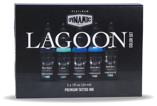Farby do tatuażu (zatwierdzone w UE) Dynamic Color Platinum Zestaw tuszy do tatuażu 5 x 30 ml Lagoon - 2