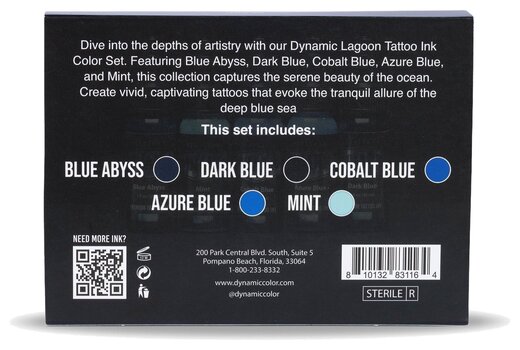 Farby do tatuażu (zatwierdzone w UE) Dynamic Color Platinum Zestaw tuszy do tatuażu 5 x 30 ml Lagoon - 3