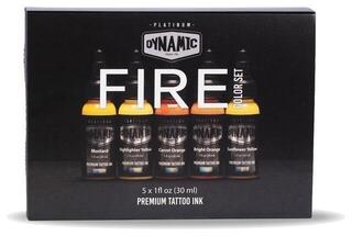 Farby do tatuażu (zatwierdzone w UE) Dynamic Color Platinum Zestaw tuszy do tatuażu 5 x 30 ml Fire - 1