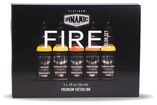 Farby do tatuażu (zatwierdzone w UE) Dynamic Color Platinum Zestaw tuszy do tatuażu 5 x 30 ml Fire - 2