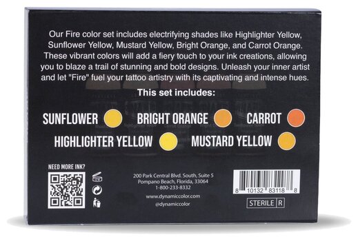 Farby do tatuażu (zatwierdzone w UE) Dynamic Color Platinum Zestaw tuszy do tatuażu 5 x 30 ml Fire - 3