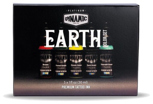 Farby do tatuażu (zatwierdzone w UE) Dynamic Color Platinum Zestaw tuszy do tatuażu 5 x 30 ml Earth - 2