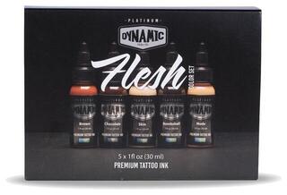 Farby do tatuażu (zatwierdzone w UE) Dynamic Color Platinum Zestaw tuszy do tatuażu 5 x 30 ml Flesh - 1