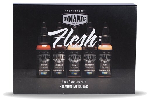 Farby do tatuażu (zatwierdzone w UE) Dynamic Color Platinum Zestaw tuszy do tatuażu 5 x 30 ml Flesh - 2