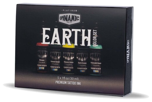 Farby do tatuażu (zatwierdzone w UE) Dynamic Color Platinum Zestaw tuszy do tatuażu 5 x 30 ml Earth - 4