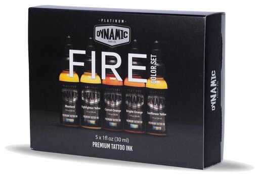 Farby do tatuażu (zatwierdzone w UE) Dynamic Color Platinum Zestaw tuszy do tatuażu 5 x 30 ml Fire - 4