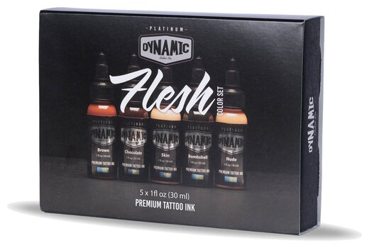 Farby do tatuażu (zatwierdzone w UE) Dynamic Color Platinum Zestaw tuszy do tatuażu 5 x 30 ml Flesh - 4
