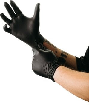 Tattoo Supplies Piranha Soft Nitrile Disposable Gloves L Black 100 pcs - 2