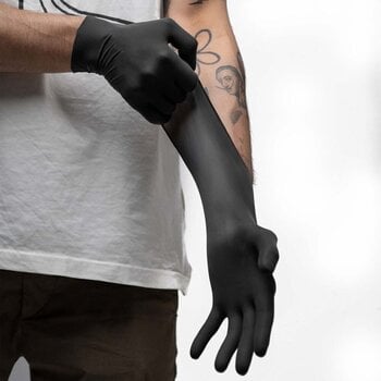 Tattoo Supplies Piranha Latex Disposable Gloves M Black 100 pcs - 2