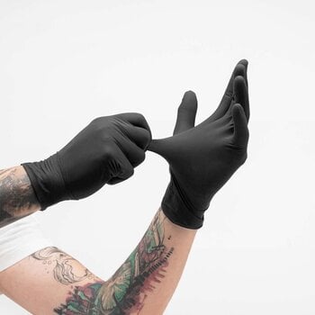 Tattoo Supplies Piranha Latex Disposable Gloves M Black 100 pcs - 4