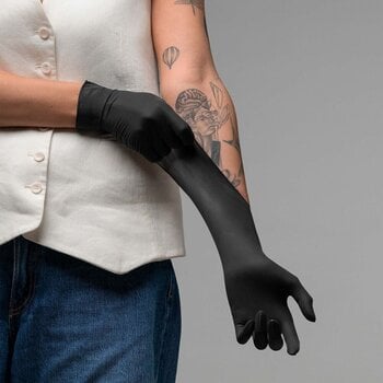 Tattoo Supplies Piranha Latex Disposable Gloves XS Black 100 pcs - 6