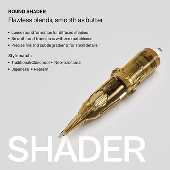 Тату-картриджі з голками Kwadron Round Shader Картридж Long Taper 35/18RSLT 0,35 mm 1 шт. - 4
