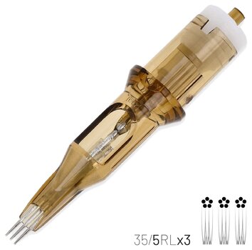 Kartridże igły do tatuażu Kwadron Whip Shading Cartridge Long Taper 35/5RLLTx3 0,35 mm 1 szt. - 2