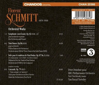 Music CD Peter Donohoe & Bbc Philharmonic Orchestra & Yan Pascal Tortelier - Schmitt: Orchestral Works (CD) - 2