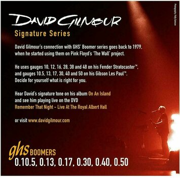 Struny pro elektrickou kytaru GHS David Gilmour Boomers 10,5-50 - 2