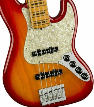 5-saitiger E-Bass, 5-Saiter E-Bass Fender American Ultra Jazz Bass V MN Plasma Red Burst - 3