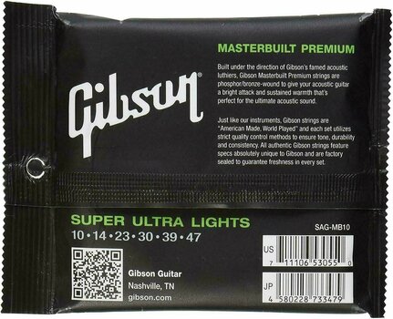 Χορδές για Ακουστική Κιθάρα Gibson Masterbuilt Premium Phosphor Bronze 010-047 - 2