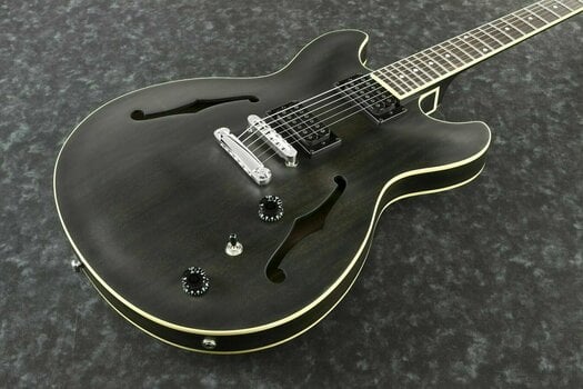 Guitare semi-acoustique Ibanez AS53-TKF Transparent Black Flat - 3