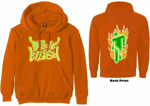 Hættetrøje Billie Eilish Hættetrøje Airbrush Flames Blohsh Orange M - 3