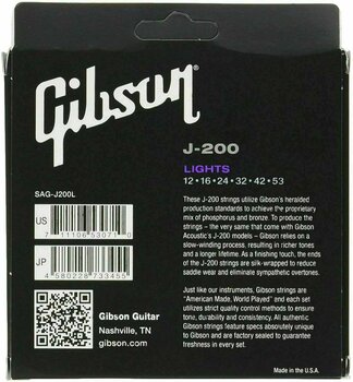 Struny pre akustickú gitaru Gibson J200 Phosphor Bronze 12-53 - 2