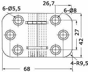 Zawias nierdzewny Osculati Foldable hinge 68x42 mm - 2