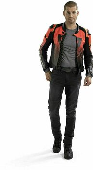Leather Jacket Rev'it! Quantum Black/Neon Red 50 Leather Jacket - 5