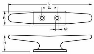 Lodná rohatinka Lindemann Nylon Deck Cleat White 125 mm - 2