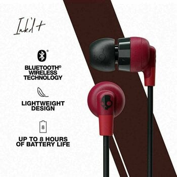 Auriculares intrauditivos inalámbricos Skullcandy INK´D + Wireless Earbuds Moab Red Black - 3