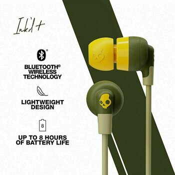 Auriculares intrauditivos inalámbricos Skullcandy INK´D + Wireless Earbuds Moss Olive Yellow - 3