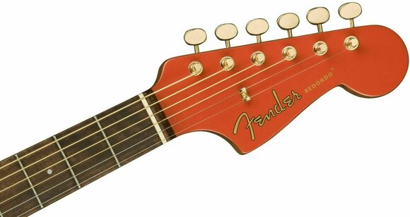 Dreadnought elektro-akoestische gitaar Fender Redondo Player Fiesta Red - 4