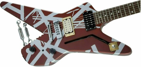 Guitare électrique EVH Striped Series Shark PF Burgundy with Silver Stripes Guitare électrique - 3
