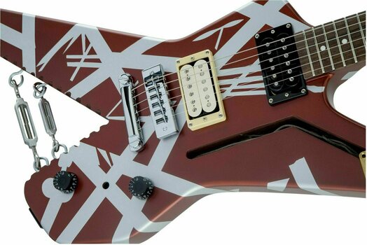 Guitare électrique EVH Striped Series Shark PF Burgundy with Silver Stripes Guitare électrique - 4