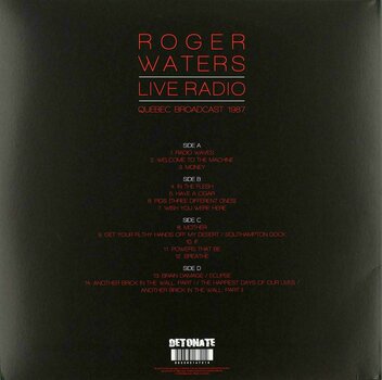 Vinyl Record Roger Waters - Live Radio - Quebec Broadcast 1987 (2 LP) - 2