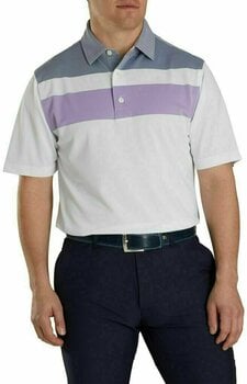 Polo Shirt Footjoy Double Block Birdseye Pique White/Soft Purple/Deep Blue L - 2