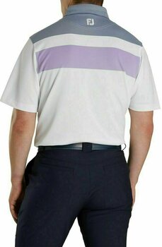 Polo-Shirt Footjoy Double Block Birdseye Pique White/Soft Purple/Deep Blue L - 3