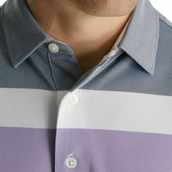 Polo Shirt Footjoy Double Block Birdseye Pique White/Soft Purple/Deep Blue L - 4