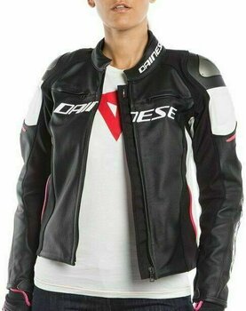 Leather Jacket Dainese Racing 3 Lady Black/White/Fuchsia 40 Leather Jacket - 7