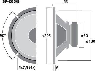 Stredový reproduktor Monacor SP-205/8 Stredový reproduktor - 1