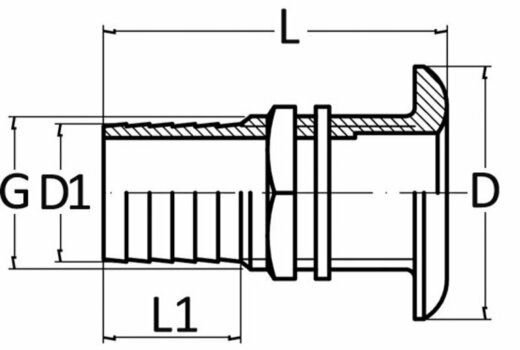 Vodní ventil, nalévací hrdlo Osculati Thru Hull Chromed Brass 1" x 30 mm - 2