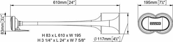 Marine Air Horn Marco RIM-N Twin brass chromed horns 12V - 2