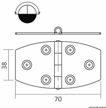 Lodný pánt Osculati Stainless Steel hinge 70x38 mm - 2