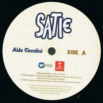Vinyl Record Aldo Ciccolini - Eric Satie (LP) - 2