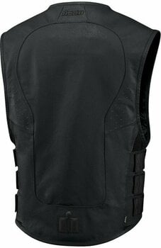 Motorcycle Vest ICON Regulator D3O Stripped Leather Black 2XL-3XL Motorcycle Vest - 2